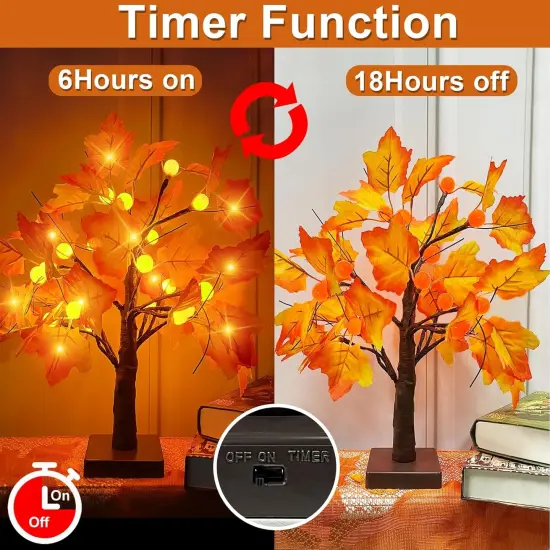 18'' Fall Thanksgiving Lighted Maple Tree with Timer {2}