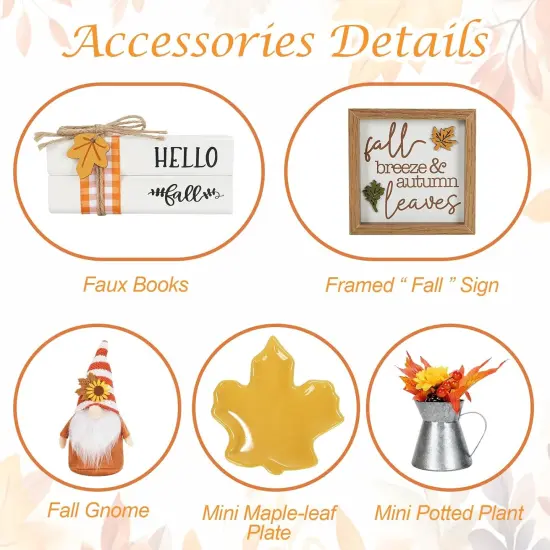 Fall Decorations, 8 PCS Fall Tiered Tray Decor Set, Thanksgiving Harvest {3}