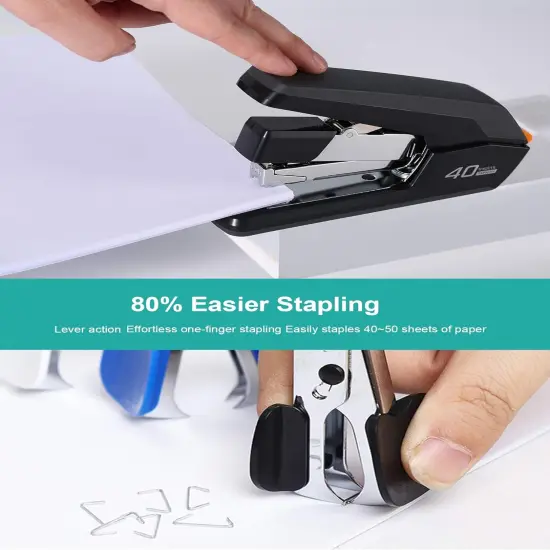 Effortless Desktop Stapler, 40 Sheet Capacity, One Finger Touch Stapling, Easy to Load Ergonomic Heavy Duty Stapler, Includes 1500 Staples and Staple Remover {5}