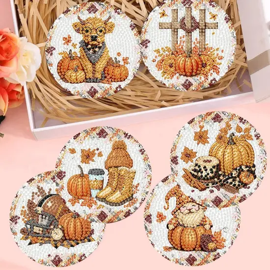 8 Pcs Diamond Art Painting Coasters Kits for Adults {4}