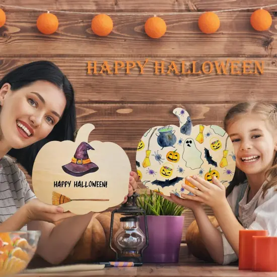 12 Pieces Large Wood Pumpkin Cutouts Blank Pumpkin Shape Cut Out, 12.5 x 12 Inches {5}