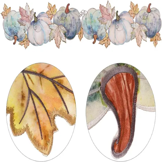 Fall Blue Harvest Pumpkins Table Runner {2}