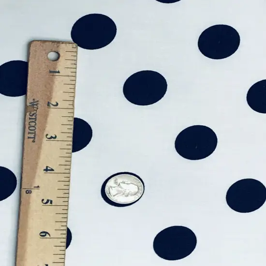 1 Yard Navy Dots/White Poly Cotton Fabric Quarter Size Dots Apparel, Crafts, D&eacute;cor 59/60&Prime; Wide {1}