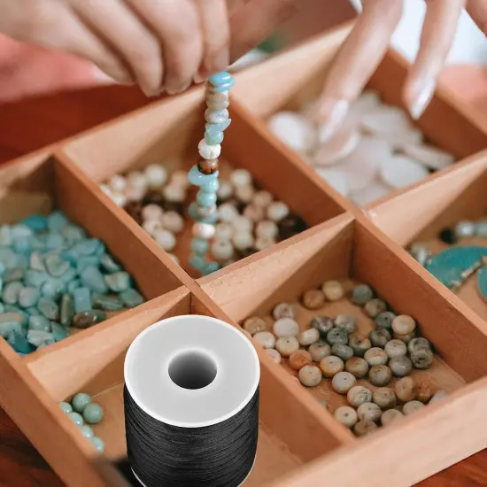 Black Nylon String Cord - 1MM 100 Yards Black Twine, Bracelet String for Bracelet Making, Braided Ornament Lanyard Thread, Jewelry Thread Clay Bead Cords for Crafts, Macrame Satin {5}