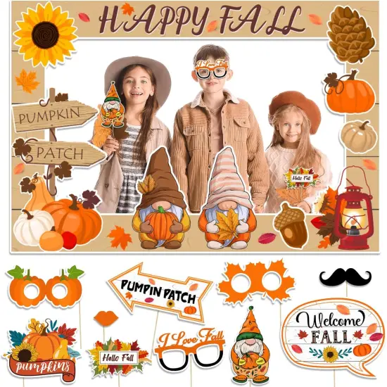 Fall Decor Happy Fall Gnomes Pumpkin Photo Booth Frame and Props {1}