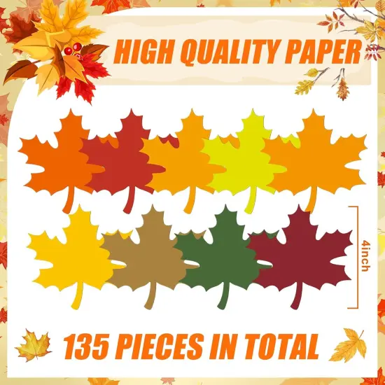 35 Pcs Large Fall Leaves Cutouts Maple Paper Leaf Cutouts 4 {2}