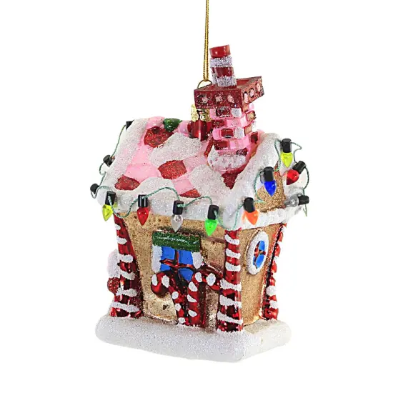 Noble Gems 5.0 Inch Small Gingerbread House Tree Ornament , Christmas Ornament Peppermint Multicolored {3}