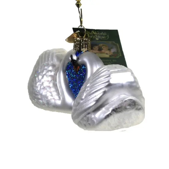 Old World Christmas 2.25 In Swans In Love Tree Ornament , Devotion Romance White {2}