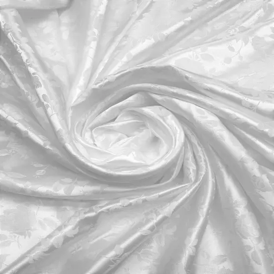 1 Yard white Jacquard Satin Reversible Fabric for Wedding Tablecloths Drapery Garments Crafts 58/60 Inches Width {2}