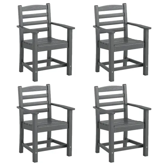 Costway Patio Dining Chairs Set of 2/4 with Wide Armrests Curved Seat Wood Grain for Backyard Black/Gray {1}
