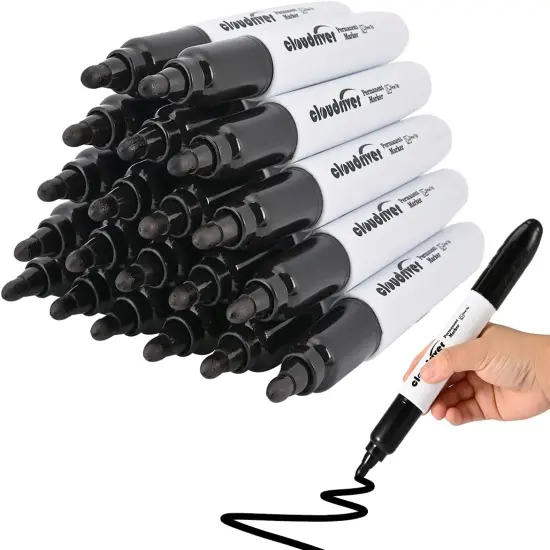 Jumbo Size Permanent Markers, Black, 20 Pack, Large Permanent Markers, King Permanent Marker, 0.078" Bullet Tip, 3 times larger capacity, Works on Plastic,Wood,Stone,Metal and Glass {1}