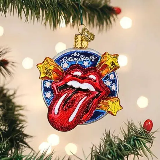 Old World Christmas 3.0 Inch The Rolling Stones Tongue Christmas Tree Ornament , Mick's Mouth Authority Multicolored {3}