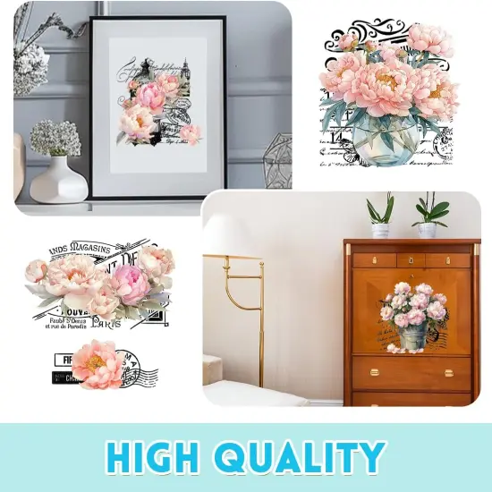 3 Sheet Peonies Flowers Rub on Transfers for DIY Crafts {3}