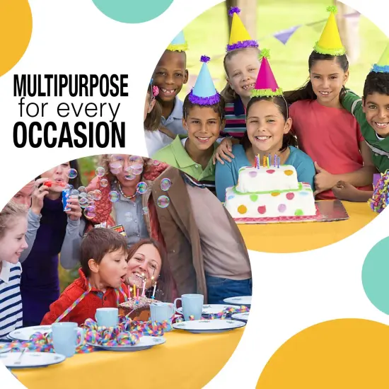 Exquisite Party Solids 54" x 100' Plastic Table Cover Roll with Slide Cutter &ndash; Cut-to-Size Dispenser Box &ndash; Makes Up to 36 Disposable 8' Rectangle Tablecloths Yellow {6}