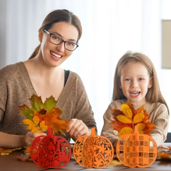 12 Pcs Fall Decor Pumpkin Wooden Table Sign Autumn Pumpkin Tiered {3}