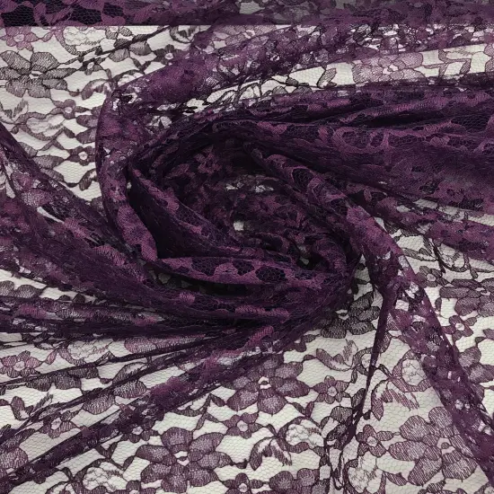 1 Yard Plum Rachelle Lace Fabric Sheer Floral Mesh for Dresses, Crafts & Decorations 58&Prime;-60&Prime; Wide {2}