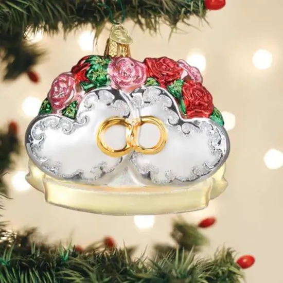 Old World Christmas 3.75 In Couples First Christmas Tree Ornament , Wedding Gold Rings Ornament Multicolored {3}