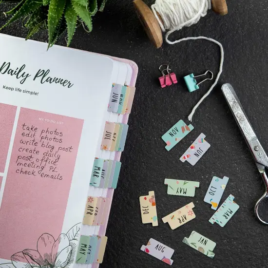 Laminated Planner Monthly Tabs, 24 Peel {2}