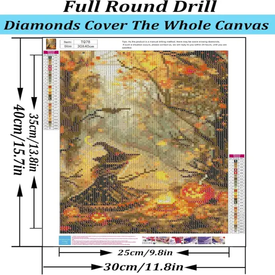 11.8x15.7 Inch - Fall Witch Pumpkin Diamond Painting Kits for Adults {4}
