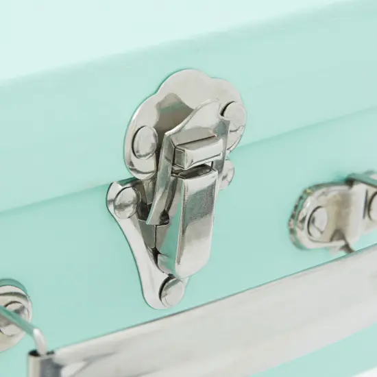 Set of 3 Different Sizes of Paperboard Suitcases with Metal Handles, Decorative Cardboard Storage Boxes (Mint Green) {4}