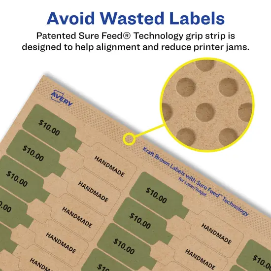 Avery Kraft Brown Barbell Labels with Sure Feed, .5" x 2.5" {4}