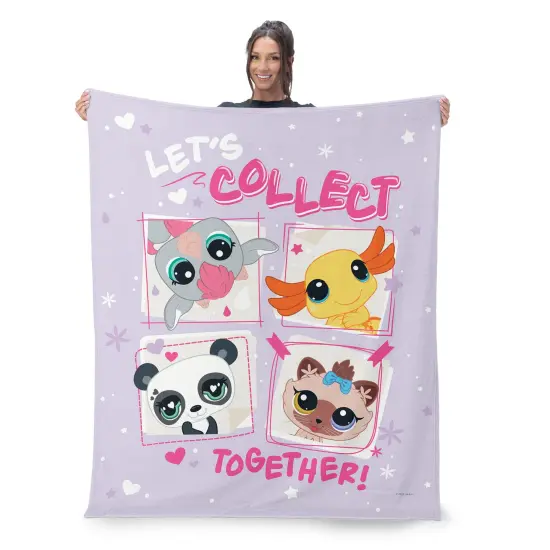 Hasbro Littlest Pet Shop Silk Touch Sherpa Throw Blanket Let's collect {2}