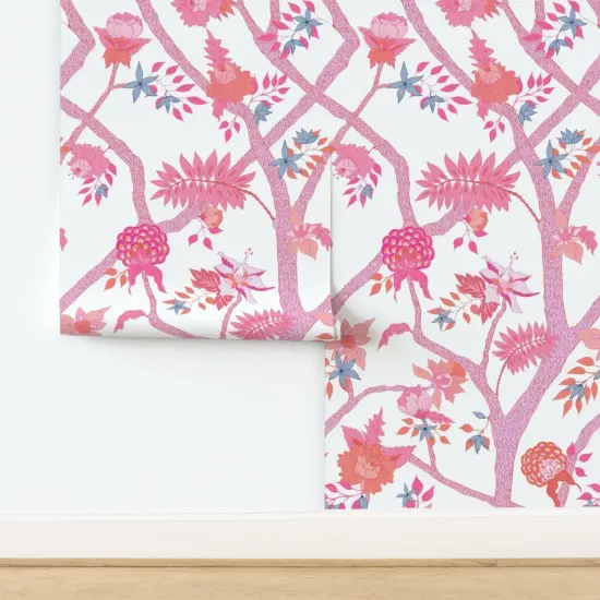 Peel & Stick Wallpaper 2FT Wide Peony Branch Large Scale Romantic Vintage Chintz Maximalist Custom Removable Wallpaper by Spoonflower {2}