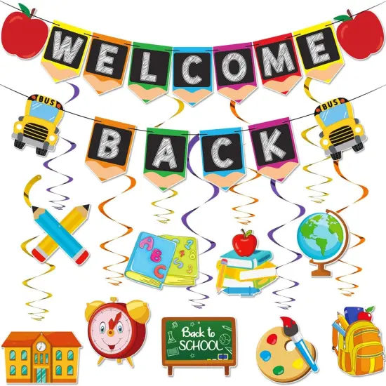 Welcome Back Banner Back to School Decorations {1}