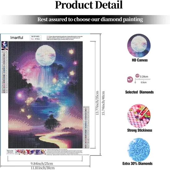 5D DIY Landscape Diamond Painting Kits for Adults- Full Drill Round Diamond Art Painting Kits for Beginners-Star Diamond Dots Gem Art Kit for Home Wall Decor (12x16 Inch) {3}