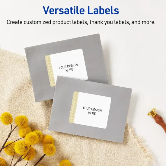 Avery Printable Rectangle Labels with Sure Feed Technology, Pre-Printed Gold Lace Trim Pattern, Matte White, 4" x 3-1/3", Laser & Inkjet Compatible, 40 Total, Great for Branding, Marketing, and Events {6}