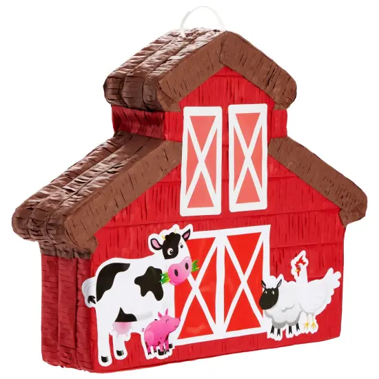 Barnyard Pinata for Farm Animals Birthday Decorations, Barn Party Supplies for Baby Shower (Small, 16.5 x 3.0 x 12.6 In) Red {1}