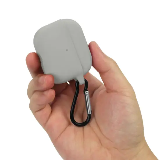 Insten Silicone Case Compatible with Airpods 3 3rd Gen 2021 Earbuds Protective Cover, Front LED Visible, with Carrying Keychain for Girls Women Boys Men, Gray Grey {4}