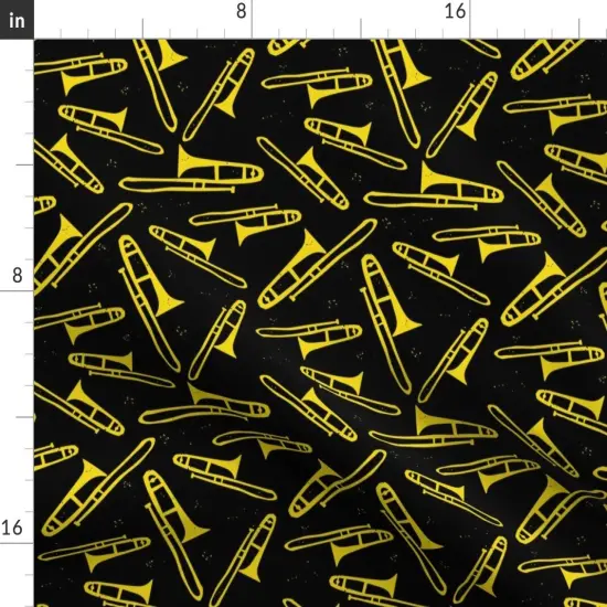 Various Fabrics by the Yard or Fat Quarter Trombone Music Instruments Band Brass Black Custom Printed Fabric by Spoonflower {2}