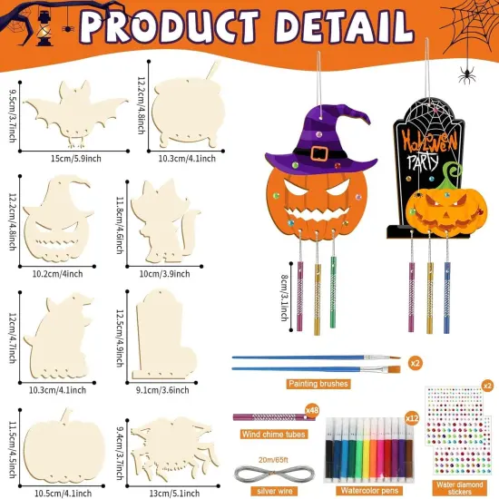16 Pack Halloween Wind Chime Kits Crafts for Kids {2}