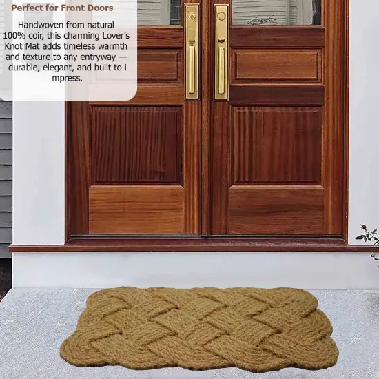Gardenised Heavy Duty Coco Coir Doormat Non Slip PVC Baking Embossed Welcome Design Natural Coconut Fiber Floor Mat for Front Door Porch Patio Entryway Garage Mudroom & Outdoor Use 18x30" Woven Knot {2}