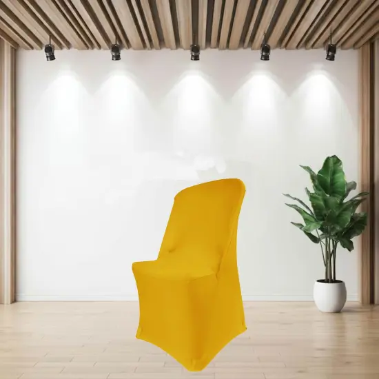 1 Piece Gold Stretch Chair Cover Premium Spandex Fit for Lifetime Folding Chair {4}