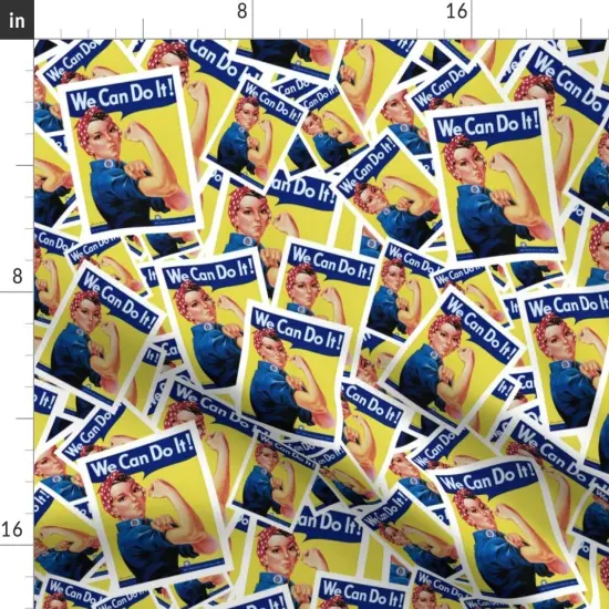 Various Fabrics by the Yard or Fat Quarter Yellow Retro Girl Power Rosie Women Female Workers Wwii Empowerment Custom Printed Fabric by Spoonflower {2}