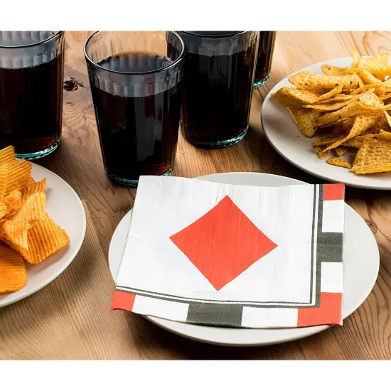 Paper Napkins in Poker Design for Casino Party Supplies (6.5 x 6.5 in, 150 Pack) White {2}