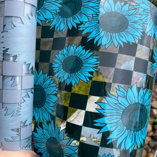 Blue Sunflower Clear TPU Vinyl {1}