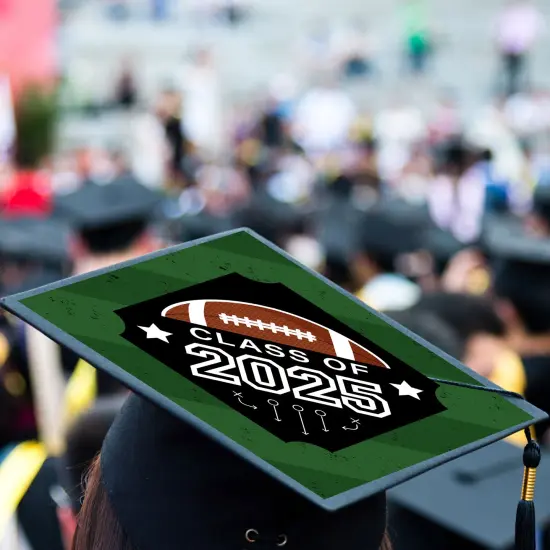 Big Dot of Happiness Grad Football - 2025 Graduation Cap Decorations Kit - Grad Cap Cover {4}