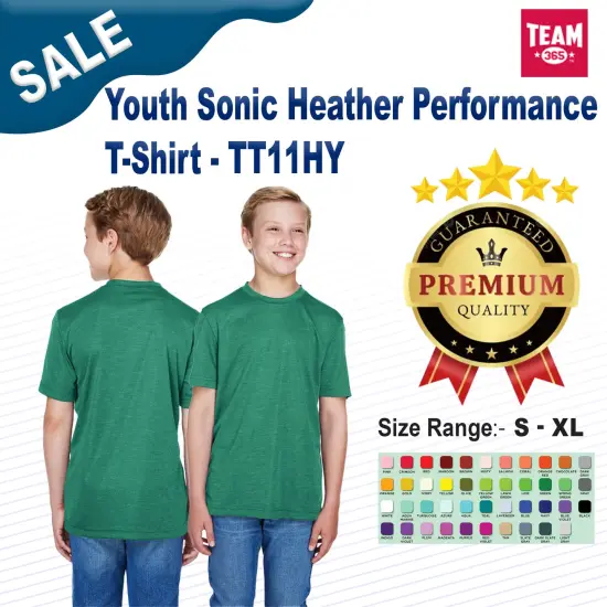 Team 365&reg; Youth Sonic Heather Performance T-Shirt ATHLETIC HEATHER {2}