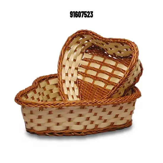 Two-Tone Bamboo Heart Shaped Baskets 7.875" x 6.875" x 2.25" {2}