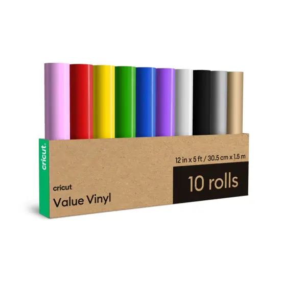 Cricut Value Vinyl Rolls, Rainbow Sampler - 12 in x 5 ft (10 ct) {1}