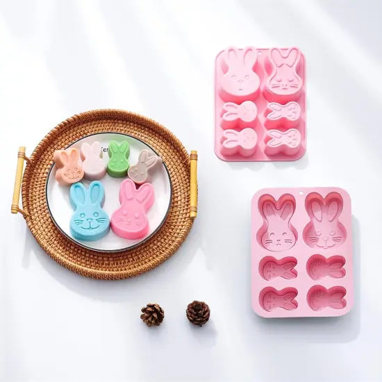 3D Easter Bunny Silicone Mold for Chocolate 2 Pack Large Easter Bunny Molds for Baking Jello Candy Molds Easter Soap Molds for Hot Chocolate Bombs Ice Cube Candle Cupcake Decorations (large bunny) {3}