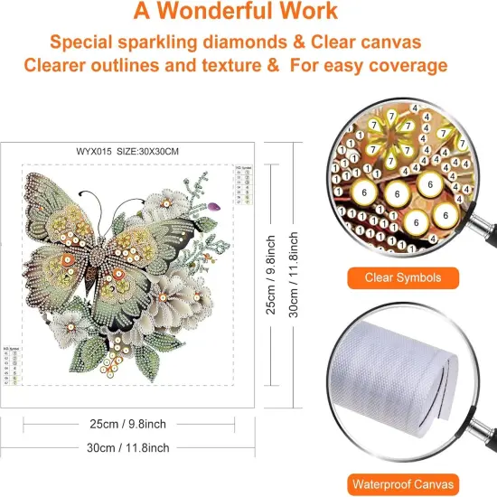 Diamond Painting Kits for Adults Butterfly, 5D Special Shape Diamond Art Kits for Beginners, Crystal Rhinestones Diamond Painting for Home Wall Decoration Gift 12&times;12inch, Flower {2}