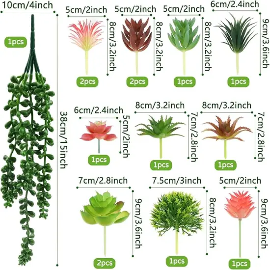 Succulents Plants Artificial, 14pcs Colorful Succulents Plant, Mini Fake Succulents for DIY Crafting Home Garden Office Party {2}