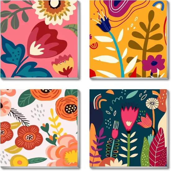 4 Pack Paint by Numbers Kit for Adults Framed,Flowers Paint by Numbers for Adults Beginner,DIY Acrylic Oil Painting for Home Wall Decor(8x8inch) {1}