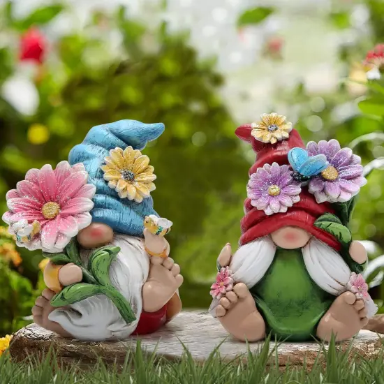 2pcs 4" H Spring Summer Gnome Garden Decorations- Tomte Elf Fall Gnome Decorations Gifts {3}