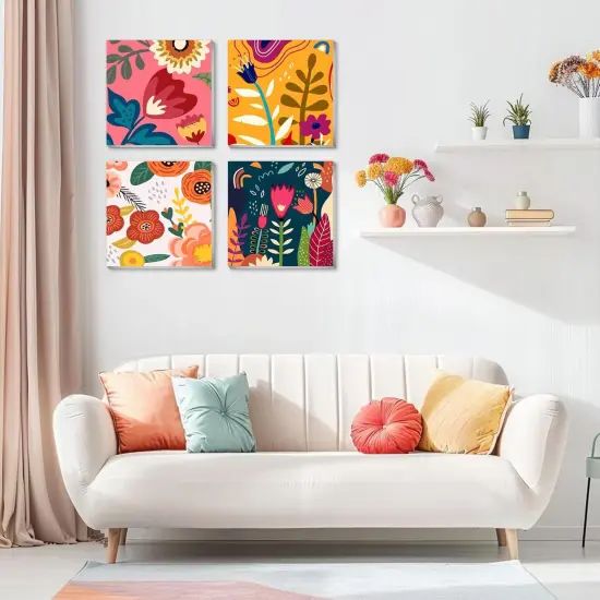 4 Pack Paint by Numbers Kit for Adults Framed,Flowers Paint by Numbers for Adults Beginner,DIY Acrylic Oil Painting for Home Wall Decor(8x8inch) {3}