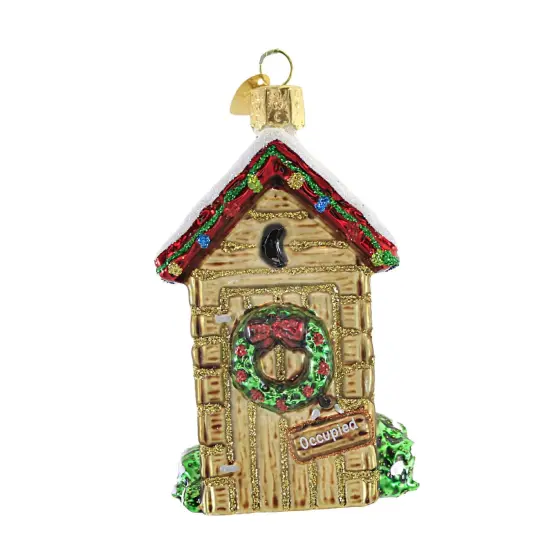 Old World Christmas 3.75 In Holiday Outhouse Tree Ornament , Snow Covered Roof Gold {1}